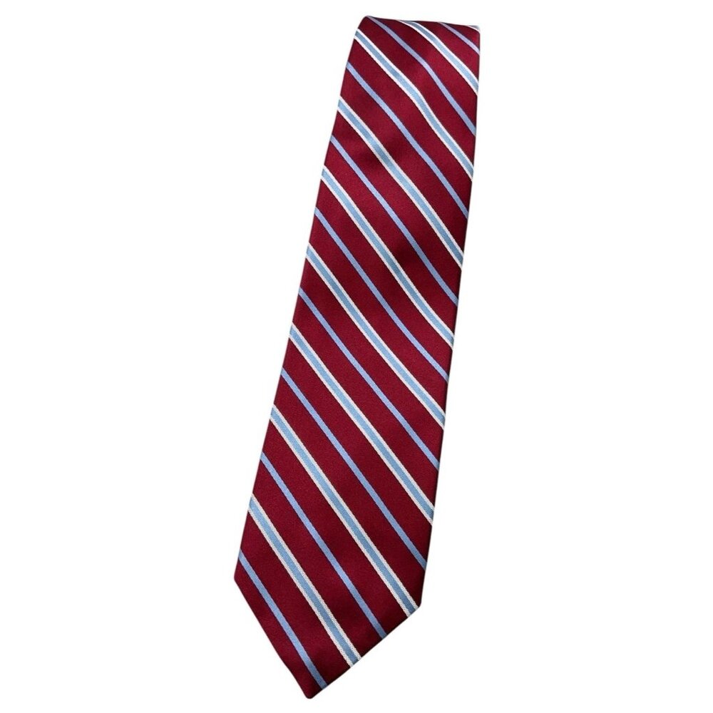 NEW BARBA 7fold Men's 100% Silk Necktie LUXURY Tie Red Blue Striped W:3.5"